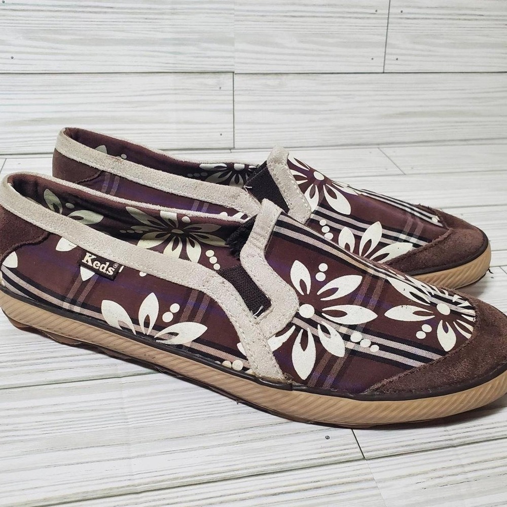 Keds hawiian brown slip‎ on aloha shoes woman's 10